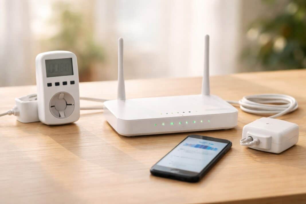 Router-Einstellungen fürs Energiesparen am Tisch