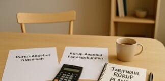 Tarifwahl: klassisch vs. fondsgebunden erklärt Rürup-Tarifwahl am Esstisch – klassisch vs. fondsgebunden durchrechnen