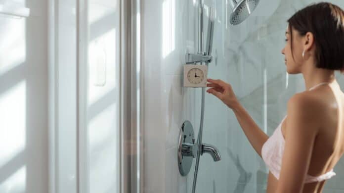 Duschzeit messen und halbieren: Timer auf 5 Minuten einstellen