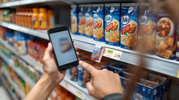 Grundpreis-Check im Supermarktregal ohne Ablenkung